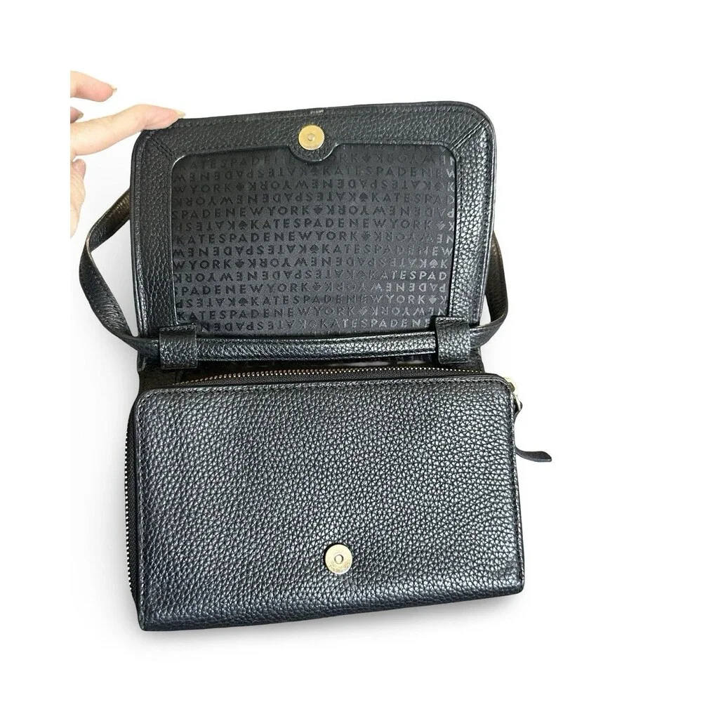 kate spade Black Pebbled Leather Crossbody with Tassel